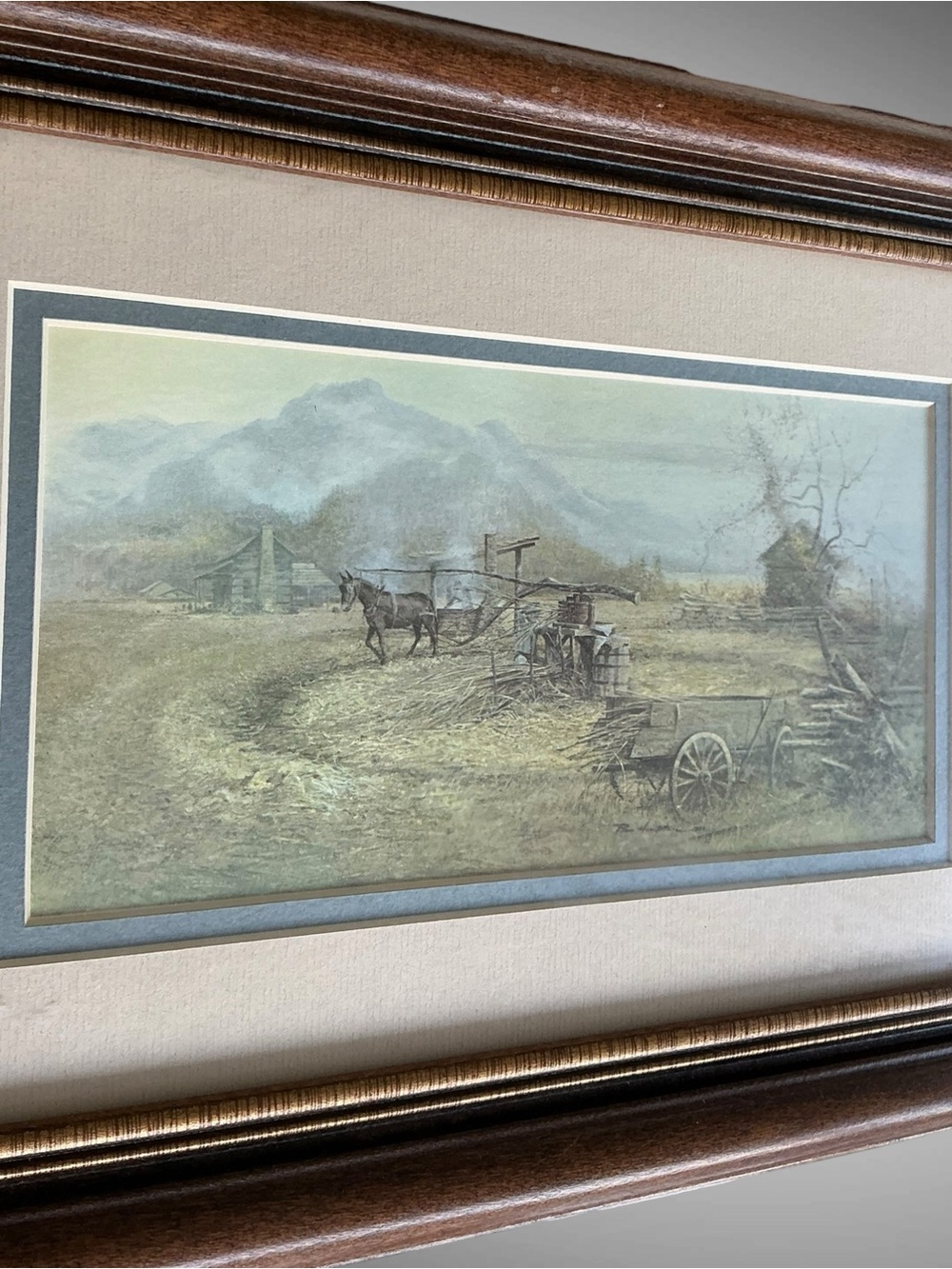 Vintage 1976 Ben Hampton “Sorghum Mill” Framed Farm Landscape Print